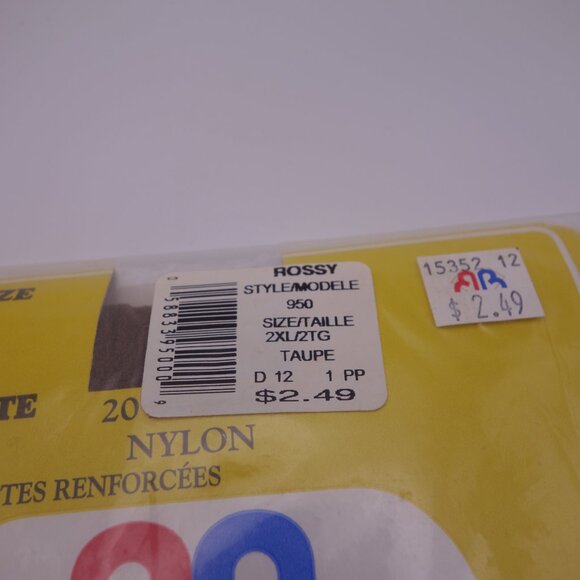 Vintage Rossy Queen Size Nylon 2XL Style 950 Pantyose Black and Taupe - Picture 3 of 16